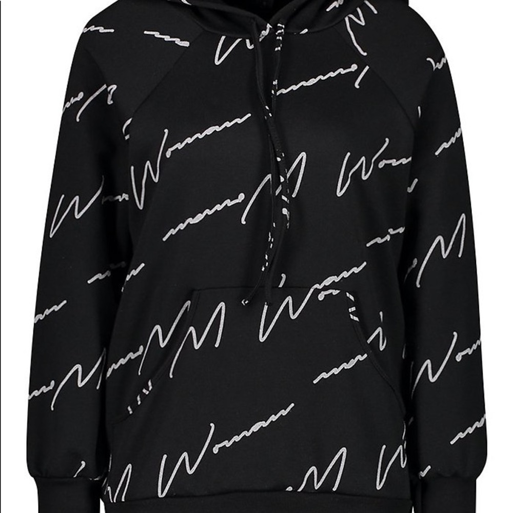 BooHoo woman script hoodie and skirt